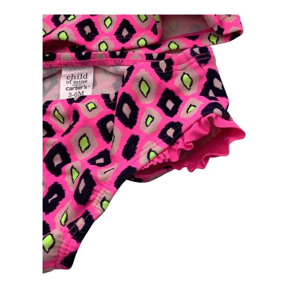 Child‎ Of Mine Baby Girl Swimsuit 3-6M 2 Pc Pink Diamond Print With Ruffle Trim - Picture 7 of 11